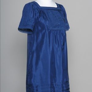 Square Neck See by Chloe Dress - Blue Silk